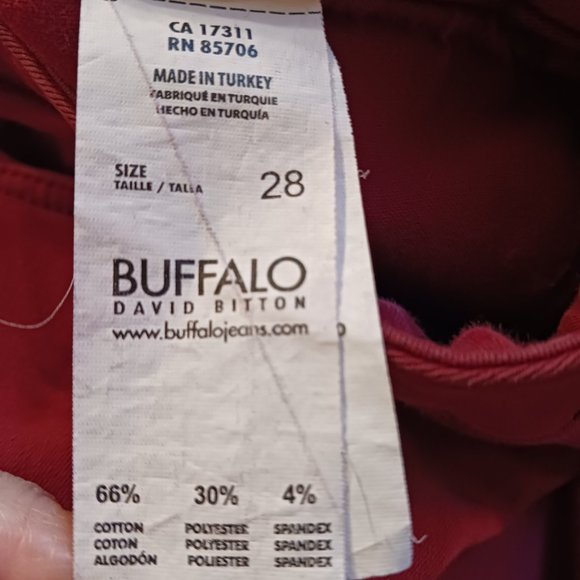 Buffalo David Bitton Faith Mid Rise  Burgundy Skinny Jeans  Size 28 - Picture 8 of 12